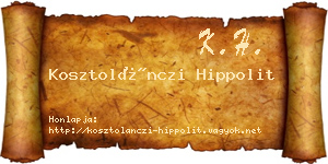Kosztolánczi Hippolit névjegykártya